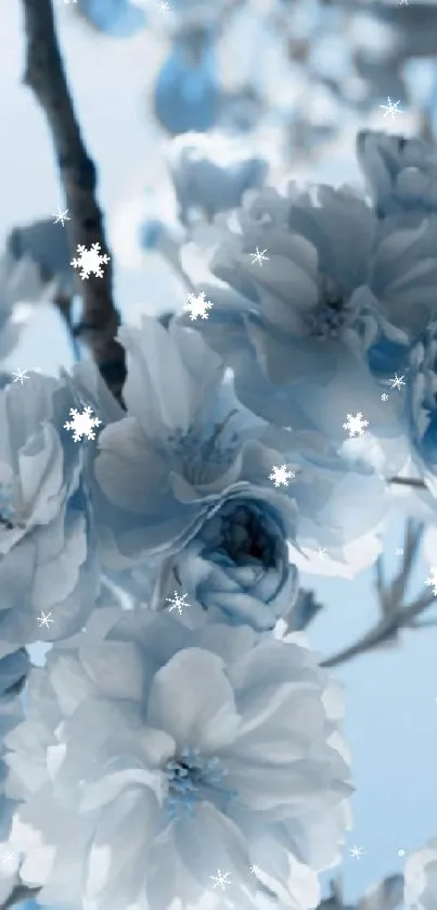 Serene blue floral wallpaper for phones.