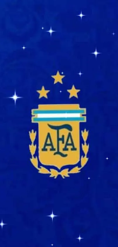 Deep blue wallpaper with football emblem.