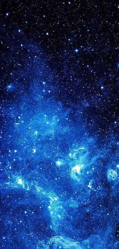 Vivid blue galaxy with stars and nebula, perfect mobile wallpaper.