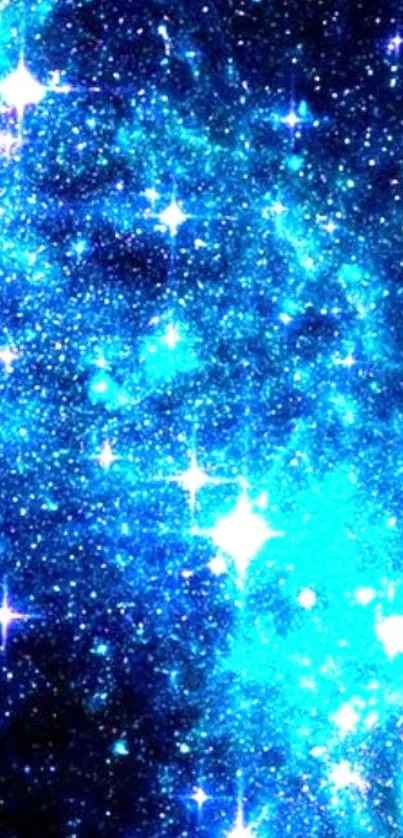 Vibrant blue galaxy star wallpaper for mobile devices.