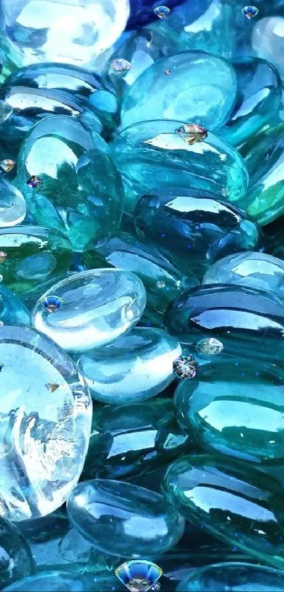 Vibrant collection of polished blue gemstones