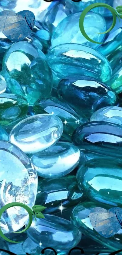 Aqua blue gemstone mobile wallpaper with teal and oceanic hues.