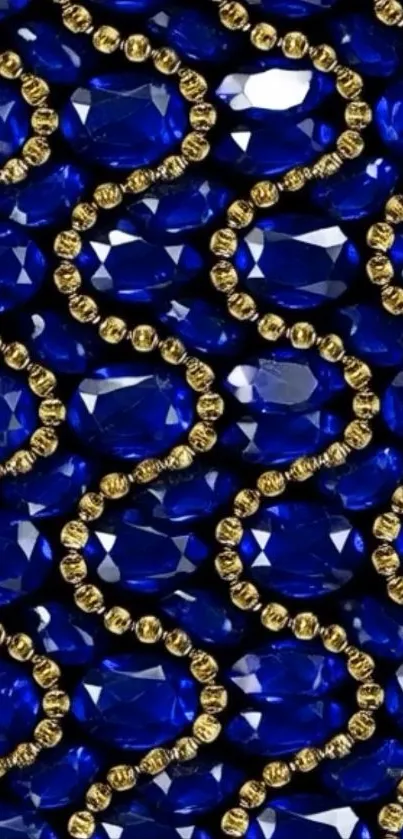Blue gemstone and gold pattern mobile wallpaper