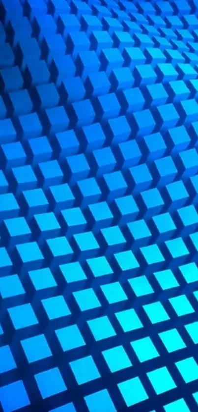 3D geometric blue cubes forming a dynamic pattern