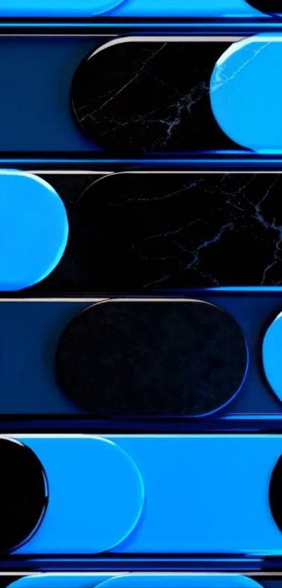 Abstract blue geometric wallpaper with circles.