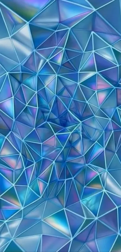 Blue geometric abstract wallpaper with crystalline patterns.