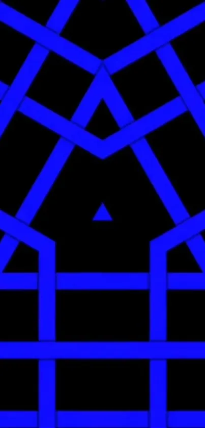 Abstract blue geometric pattern wallpaper with intricate design.