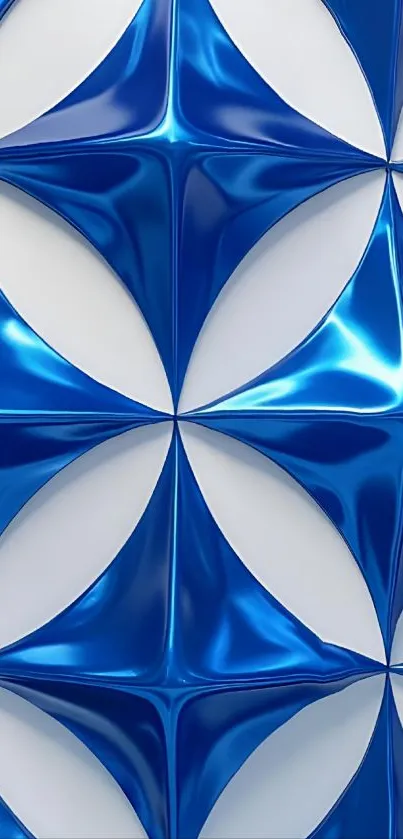Blue geometric pattern wallpaper design.