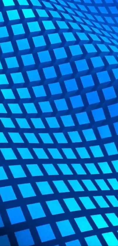 Blue geometric pattern with dynamic grid design.