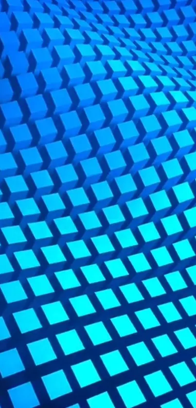 Blue geometric wallpaper with 3D cubes and abstract pattern for smartphones.