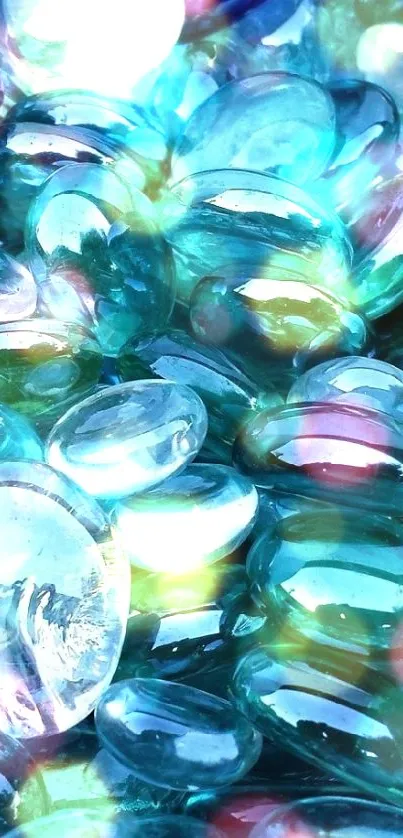 Vibrant blue glass pebbles create an elegant and serene mobile wallpaper.