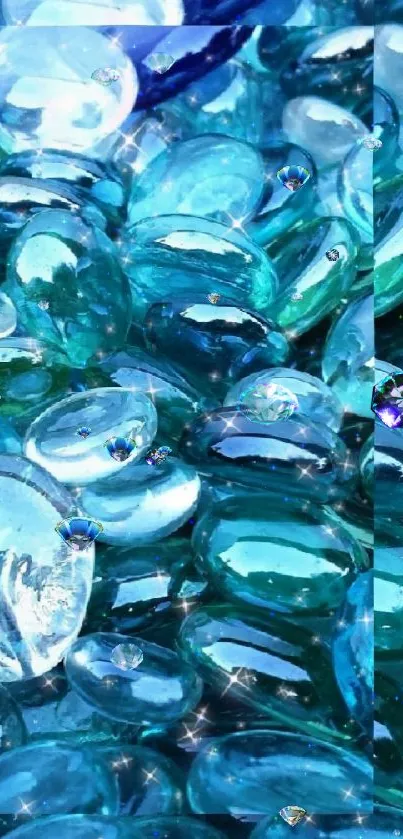 Elegant blue glass stones mobile wallpaper.