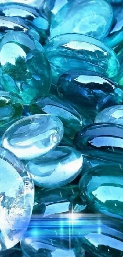 Blue glass stones create a modern abstract phone wallpaper.