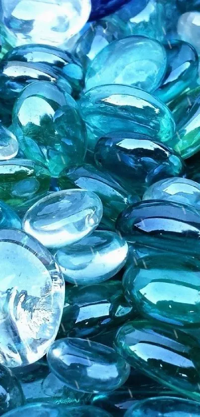 Close-up of vibrant blue glass stones.