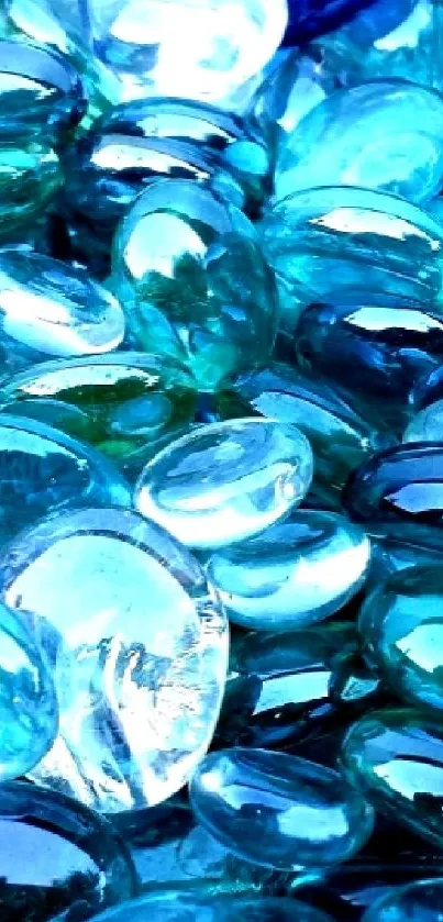 Glossy blue glass stones mobile wallpaper design.