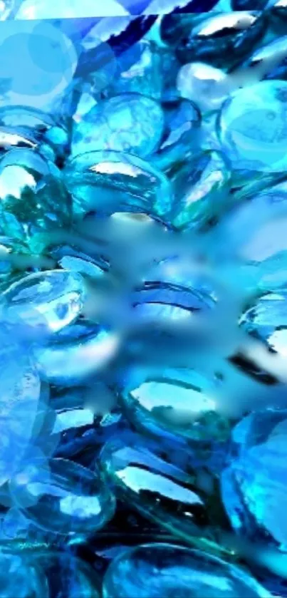 Vibrant blue glass stones wallpaper with artistic design.