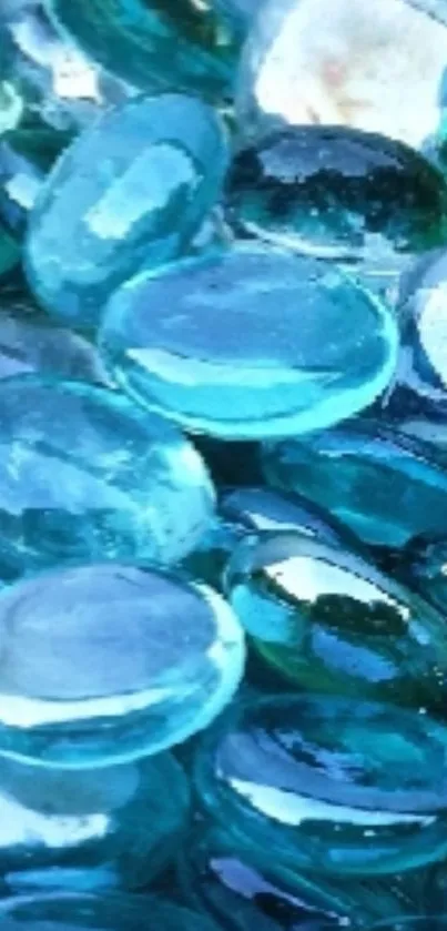 Serene blue glass stones background for mobile wallpaper.