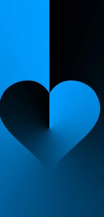 Abstract blue heart wallpaper with gradient background.