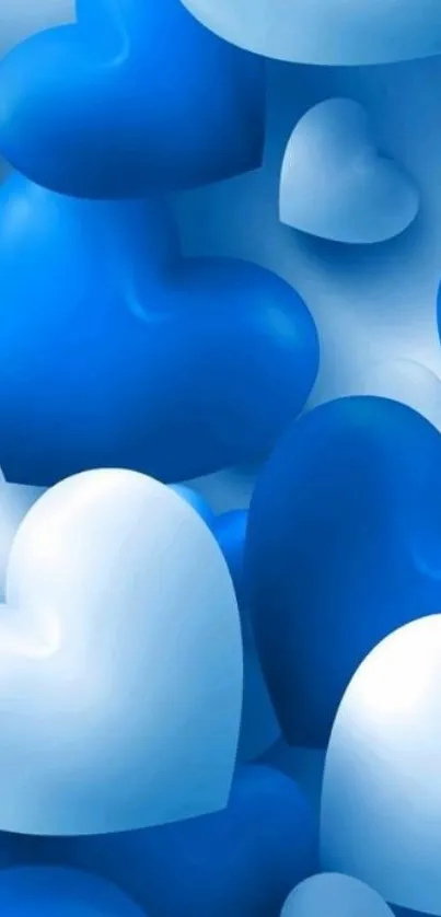 Vibrant blue hearts wallpaper for mobile.