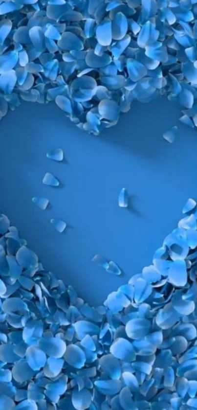 Blue heart shaped by petals, phone wallpaper.