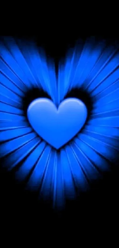 Radiant blue heart wallpaper for mobile devices.