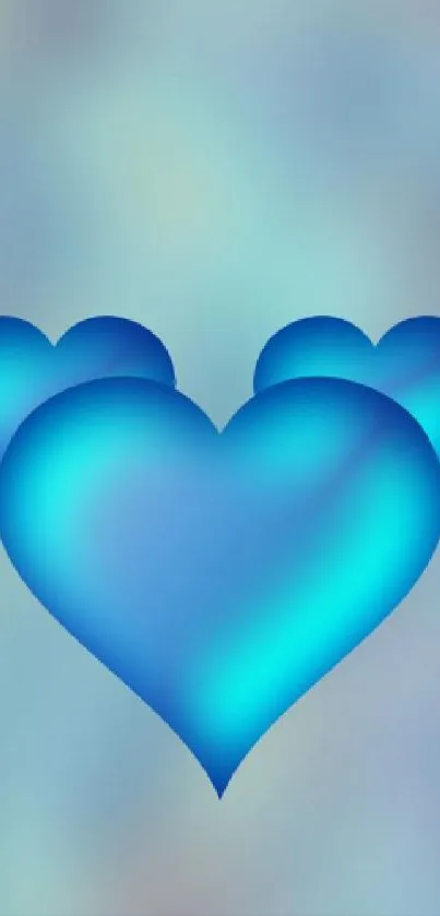 Vibrant blue heart design wallpaper for mobile phone.