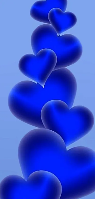 Elegant blue heart wallpaper for mobile.