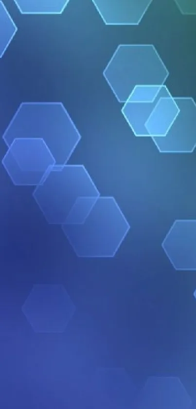 Blue hexagonal bokeh wallpaper with abstract geometric patterns.