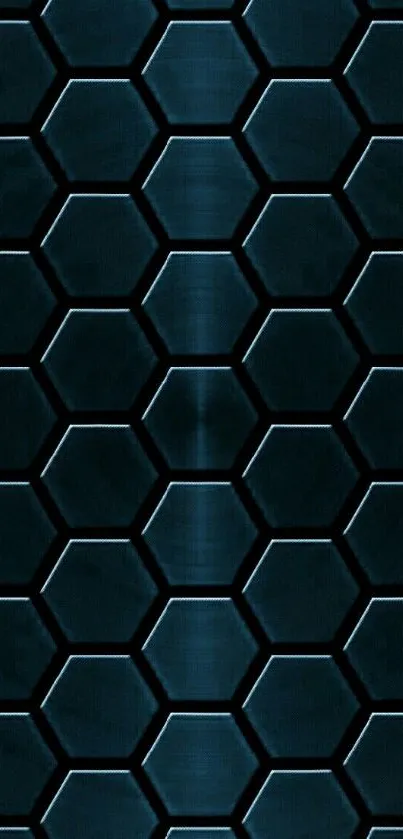 Dark blue hexagonal metallic mobile wallpaper.