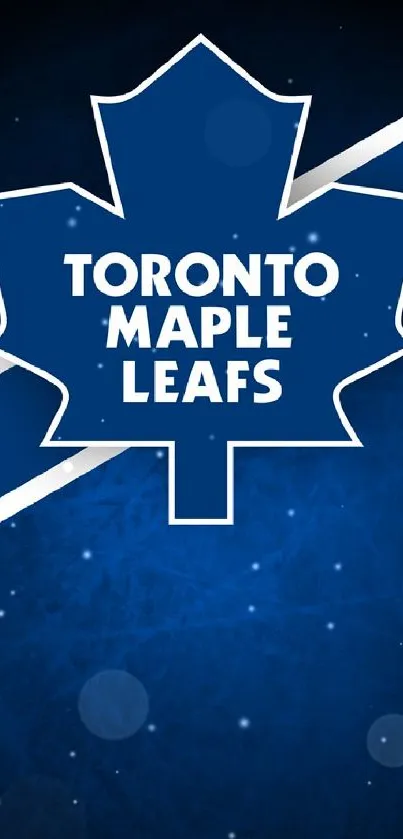 Blue hockey team wallpaper with Maple Leafs logo.