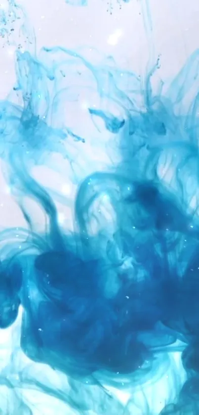 Blue ink flows creating abstract art.