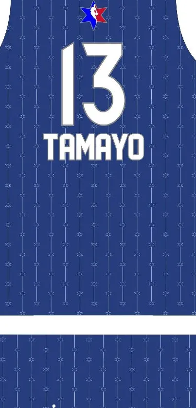 Blue jersey mobile wallpaper with white number and name.