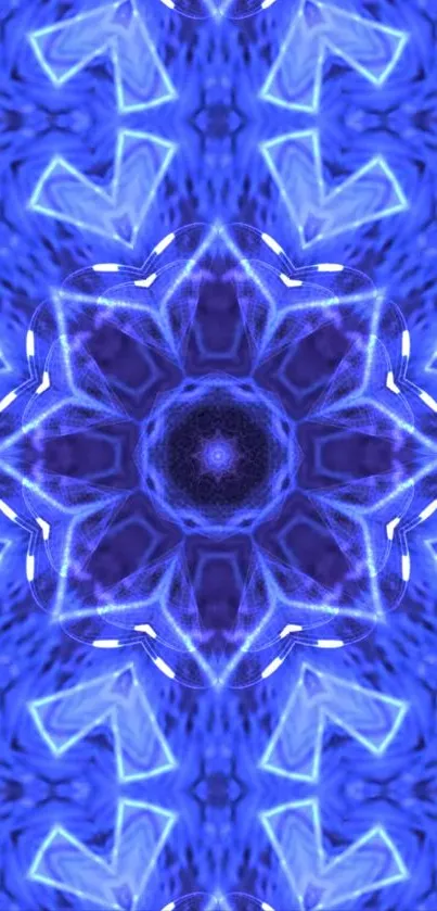 Blue kaleidoscope pattern mobile wallpaper.