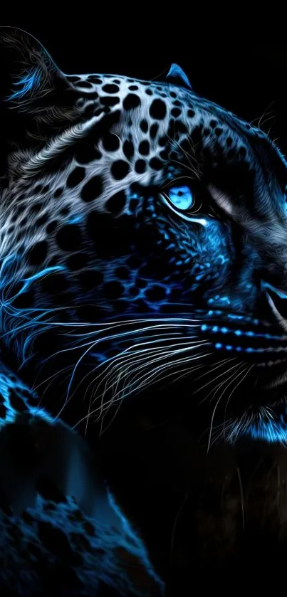 Artistic blue leopard wallpaper design for mobile devices.