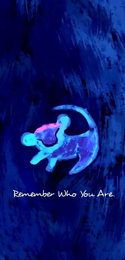 Inspirational blue Lion King wallpaper with 'Remember Who You Are' message.