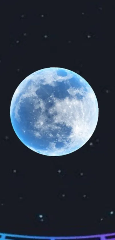 Blue moon with a cosmic space background