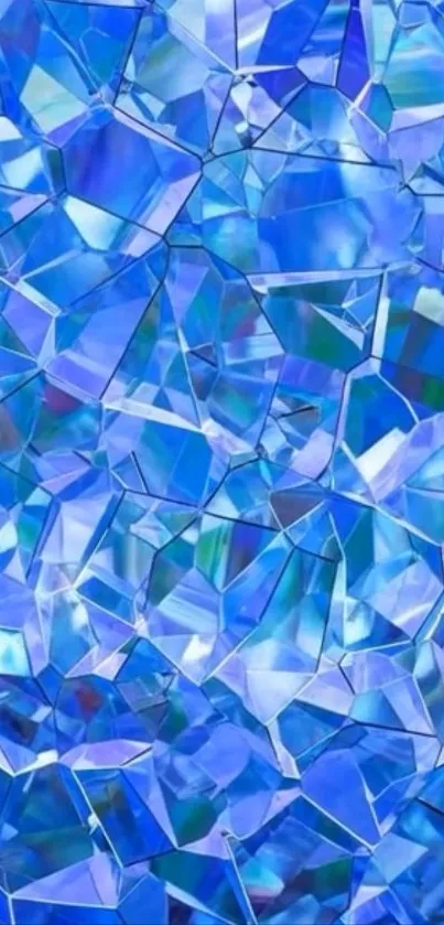 Vibrant blue mosaic glass pattern design.