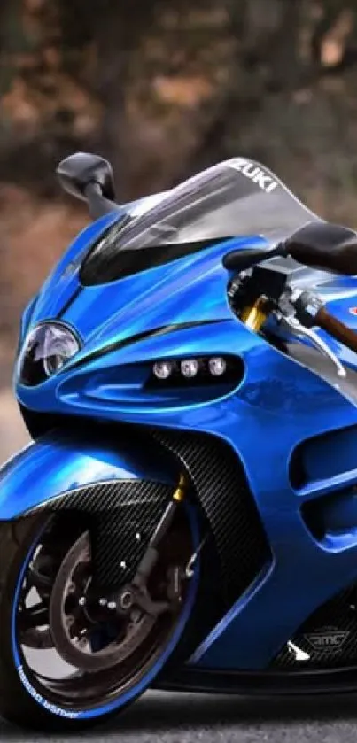 Blue motorcycle wallpaper with sleek design.
