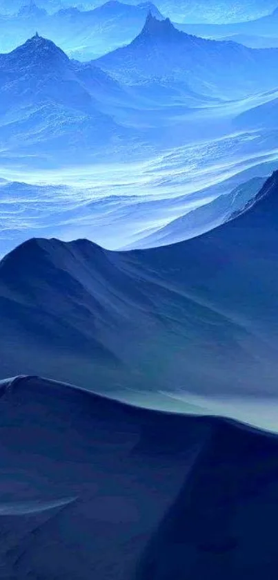 Blue mountain landscape wallpaper for mobile.