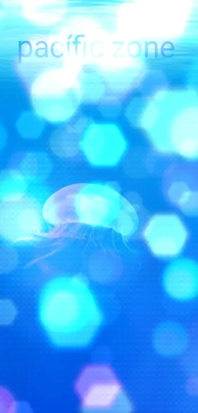 Jellyfish swimming in blue ocean background wallpaper.