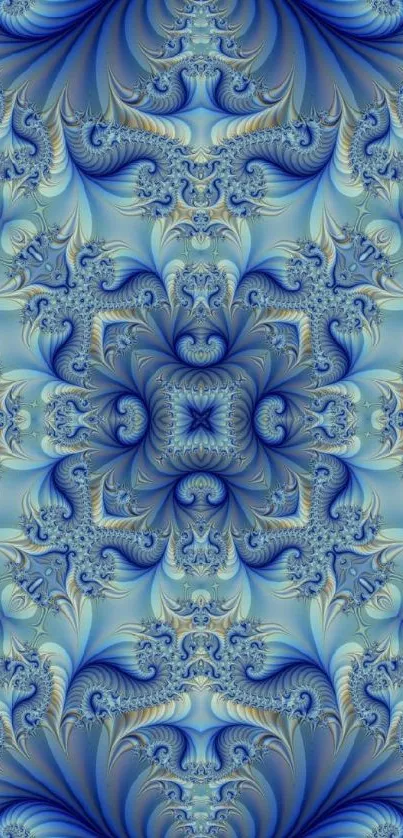 Blue ornate fractal design with intricate abstract patterns.