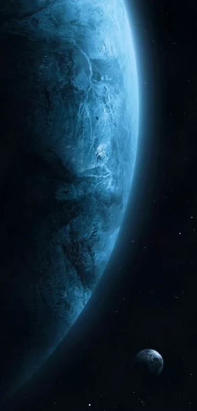 Stunning blue planet space wallpaper for mobile phones.