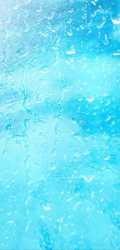 Blue raindrop mobile wallpaper with water droplets on glass.