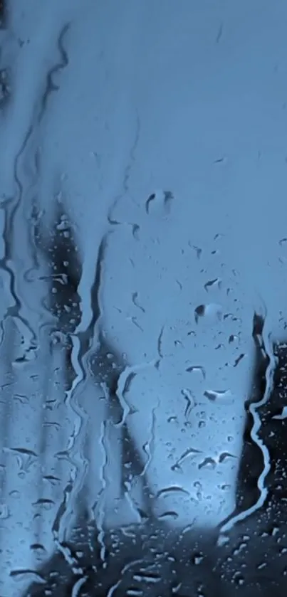 Blue glass with raindrops mobile wallpaper