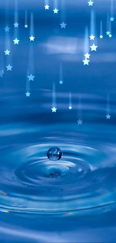 Serene blue water ripple with starry reflections wallpaper.