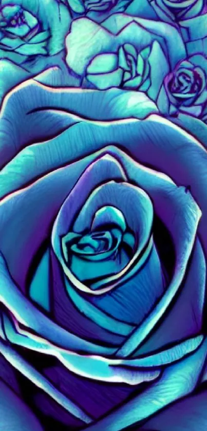 Intricate blue rose design mobile wallpaper for stylish devices.