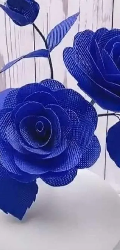 Elegant blue roses with a good morning greeting on a decorative vase.