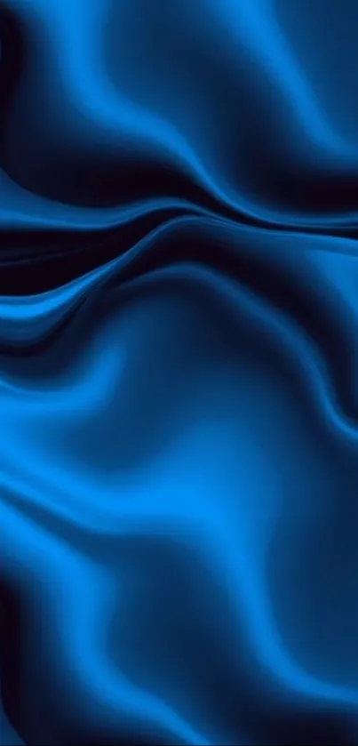 Blue satin-inspired flowing waves texture mobile wallpaper.