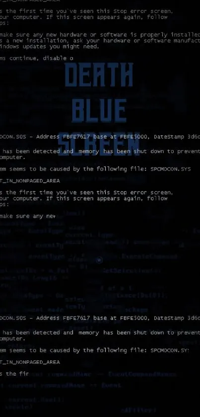 Dark blue screen error aesthetic wallpaper.