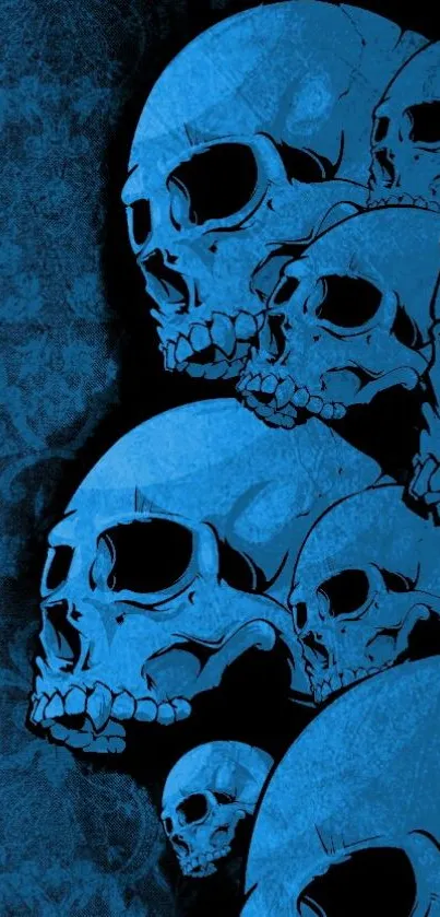 Blue skull pattern wallpaper with dark theme.